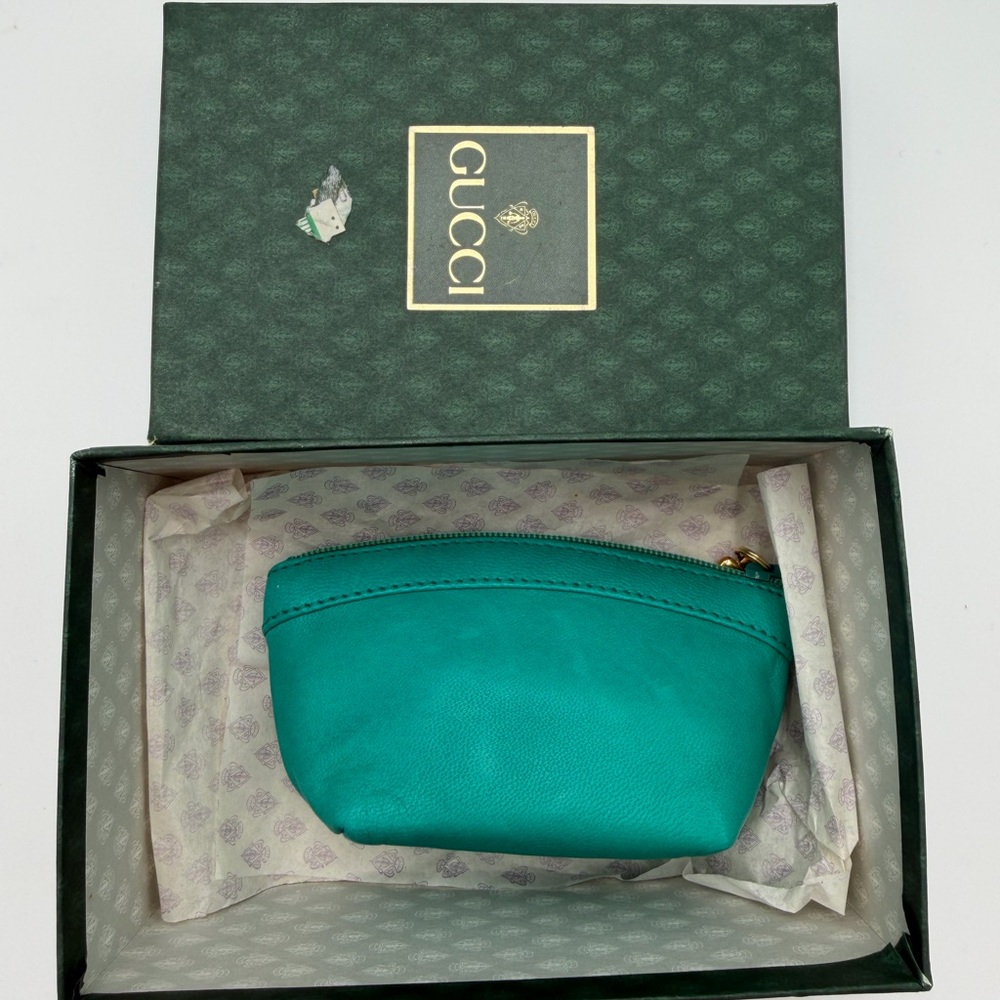 Gucci Teal Leather Pouch with key holder